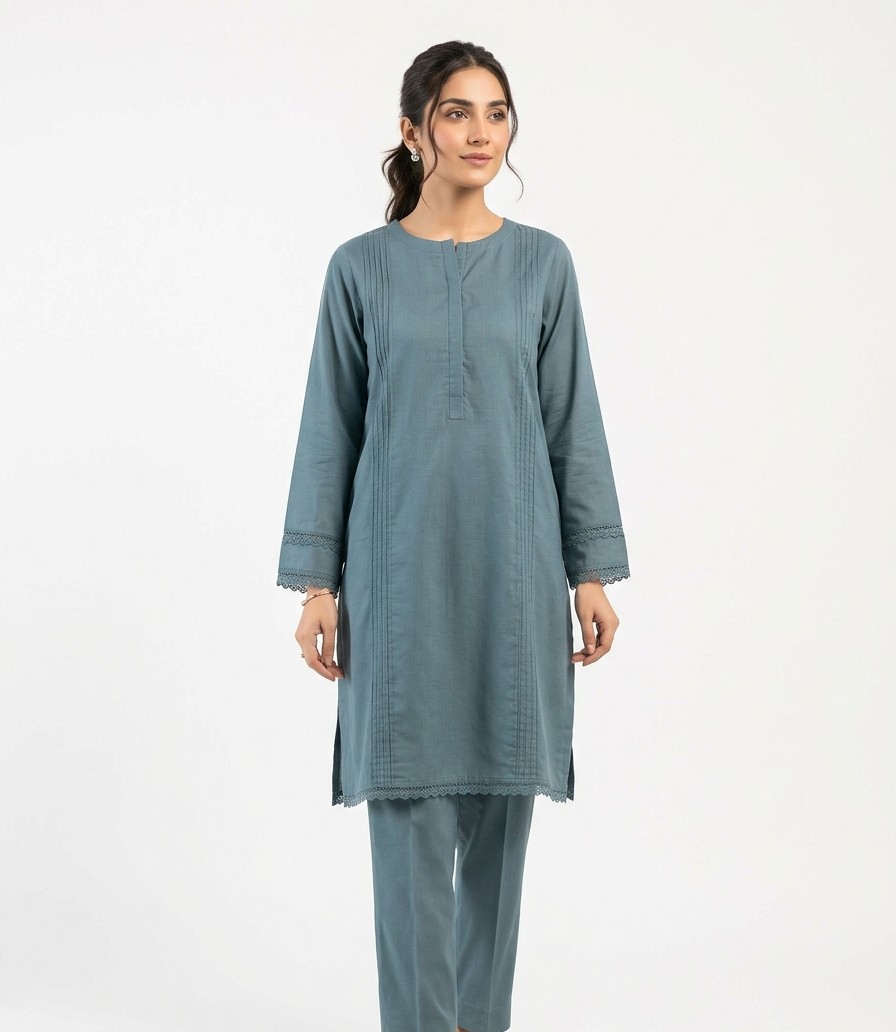 Classic Solid Color Cotton Kurta with Trouser - Fiza Clothing
